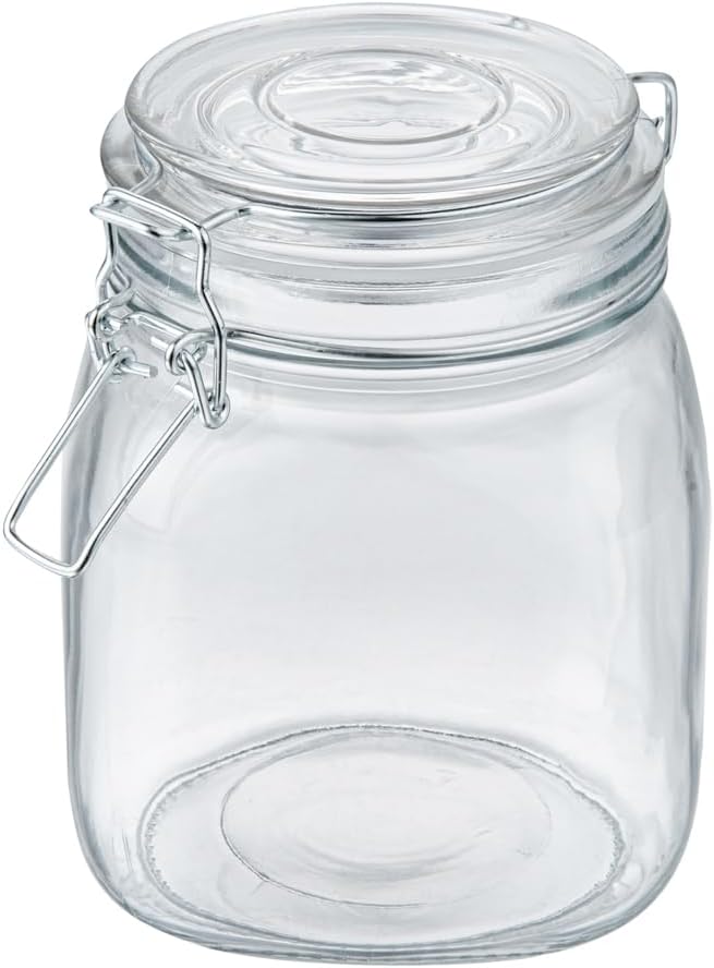 Restaurantware-Vetri 30.4 Ounces Glass Storage Jars, 3-Piece Dishwashable Glass Cookie Jars - Airtight Seal, Hot & Cold Friendly, Clear Candy Container, For Kitchen, Laundry, Or Storage