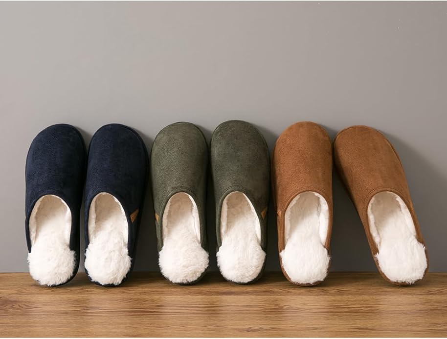 Roxoni Men's Warm Soft Furr House Memory Foam Slipper