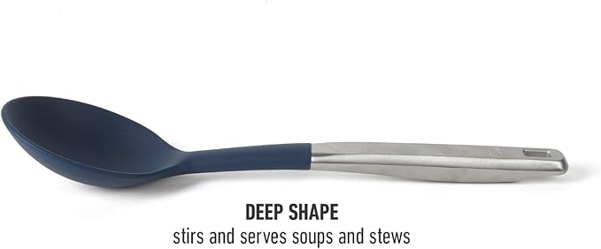 Calphalon Prime Stainless Steel Kitchen Spoon W/Navy Blue Silicone Head