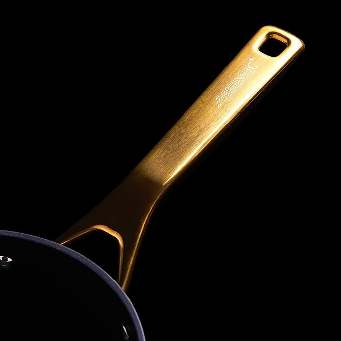 MSMK 1.5 QT Enamel Black Sauce Pan with Lid, MSMK Designed Enamel Exterior Coating Withstand High Temperature And Fade Resistance, Pfoa Fre, Burnt Also Non Stick, Oven Safe, Dishwasher Safe