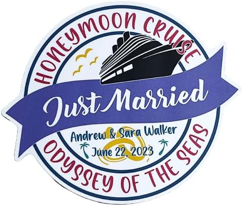 1 Honeymoon Cruise Door Magnet Sign, Just Married Newlywed Bride Groom, Cruising Princess Celebrity Carnival Wall Custom Keepsake Refrigerator