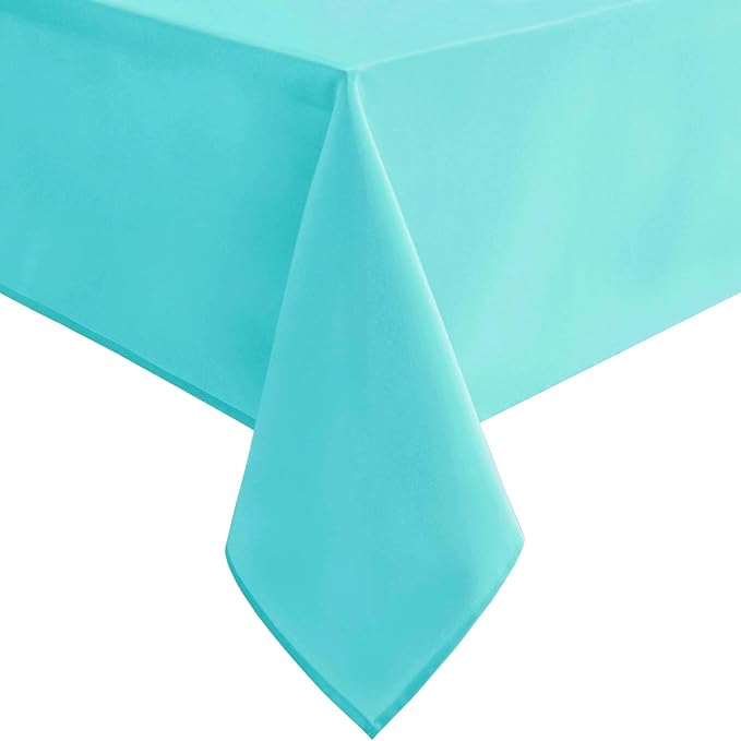 Hiasan Solid Rectangle Tablecloth Aqua - Waterproof Washable Oblong Fabric Table Cloth for Dining Room Kitchen and Outdoor Use, 54 x 80 Inch