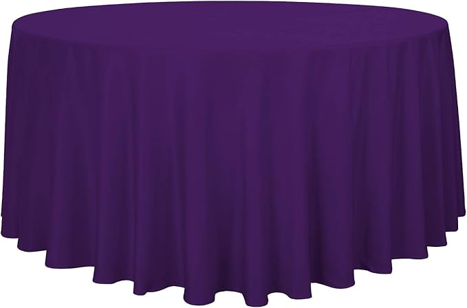 sancua Round Tablecloth - 108 Inch - Water Resistant Spill Proof Washable Polyester Table Cloth Decorative Fabric Table Cover for Dining Tables, Buffet Parties and Camping, Purple