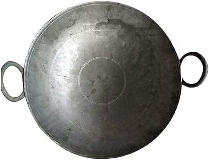 AnNafi® Kadhai | Indian Pure Iron Loha Kadai 9.50 to 10 inch Handmade Deep Frying Pan Black Kadhahi for Cooking Cookware with Handles for Saute | Indian Woks & Stir-fry Pans & Kitchen Kadahi