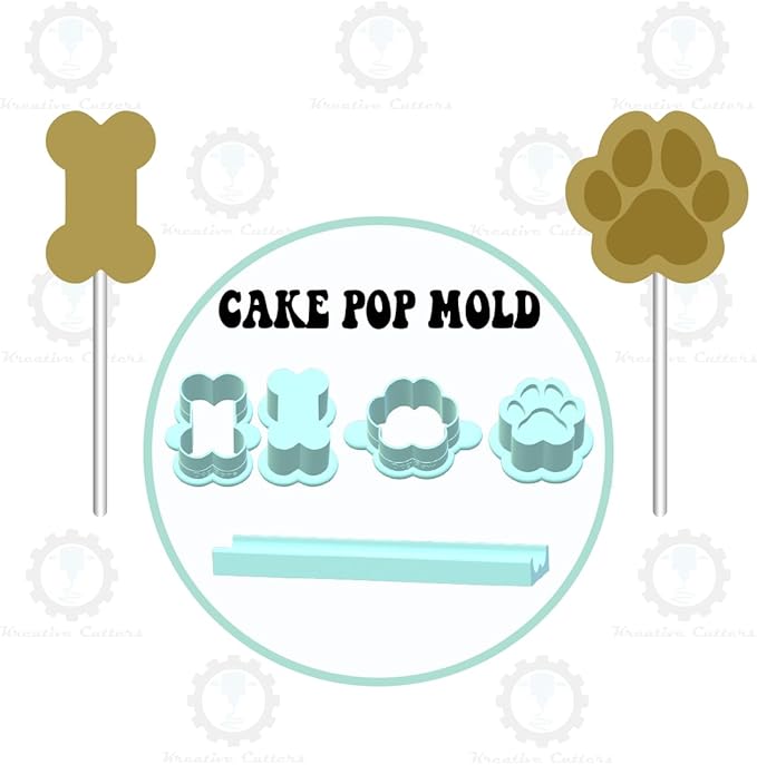 Dog Bone and Paw Cake Pop Molds | Deluxe Cutter, Popper, and Tray Option (Dog Bone and Paw Set)