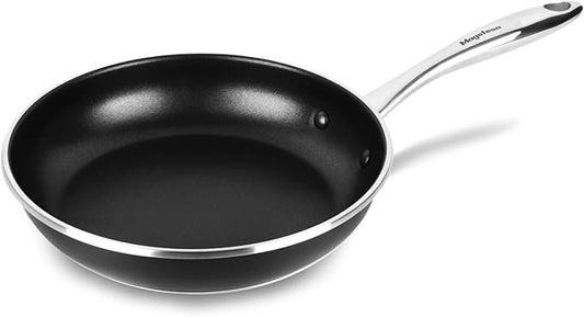 Magefesa Prisma 11-Inch Frying Pan, 18/10 Stainless Steel, Triple-Layer Nonstick, Works on All Stovetops Including Induction, Oven Safe to 392°F, Dishwasher Safe, Durable Skillet