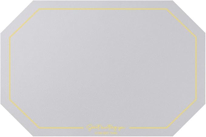 Elegant Octagon PU Table Placemats Pack of 1/4/6/10 Kitchen Dining Table Mat Non-Slip Countertop Protector Pads Taupe(Octagon Grey,45x30cm 10pcs)