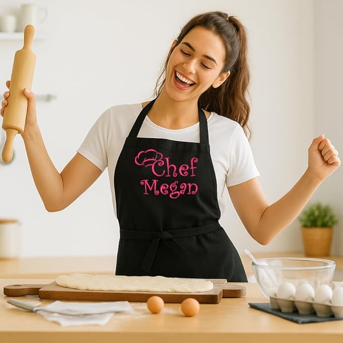 Personalized Apron With Name. Premium Quality Apron for Men and Women - 6 colors available - Chef, Cooking, Grilling, or Baking