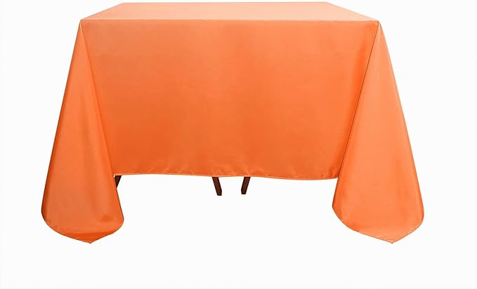 Efavormart 90" Square Polyester Table Overlay for Wedding Kitchen Dining Events - Orange