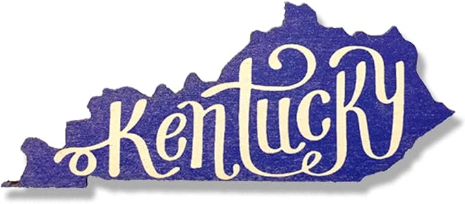 Kentucky Cutout Shape Magnet with Blue and White Kentucky Script