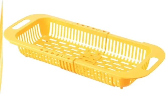 JSEIAJB Telescopic Vegetable Basket, Vegetable Washing Basket, Cabbage Basket, Drain Basket, Double-Layer Vegetable(E)