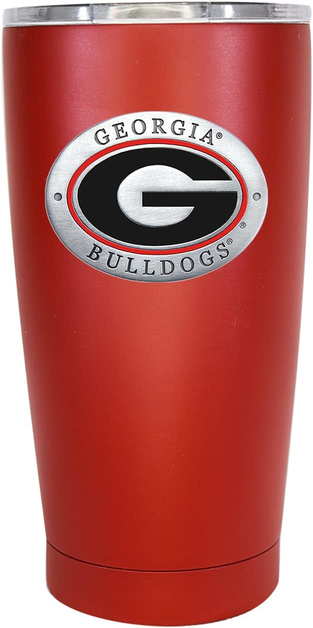 Heritage Pewter Georgia 15 oz. Tumbler - Red | Durable Insulated Tumbler Cup for Cold & Hot Drinks | Thermal Travel Mug for Coffee | Intricately Crafted Metal Pewter Inlay