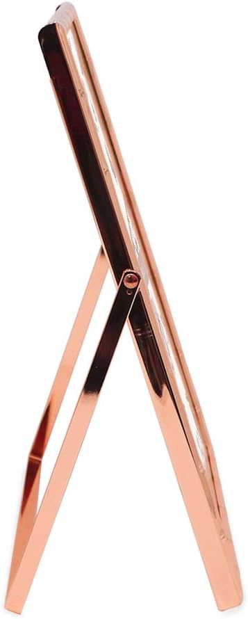 Laura Ashley 8x10 Rose Gold Bamboo Metal Picture Frame (Vertical) with Pull-Out Easel Stand, Made for Tabletop, Counterspace, Shelf and Desk