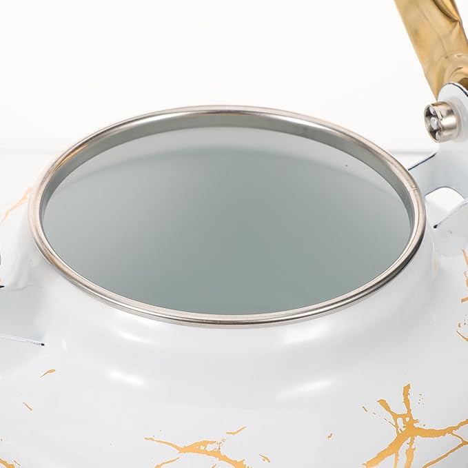 Marble Pattern Enamel Tea Kettle, 1.7L Stovetop Water Kettle for Home Use, Suitable for Gas Furnace and Induction Cooker, Ideal for Brewing Tea, Coffee, and More