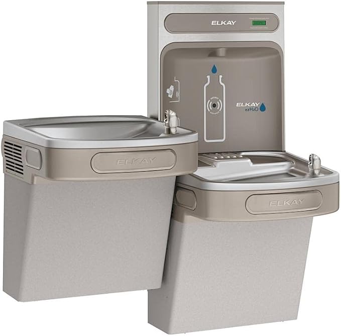 Elkay EZH2O Bottle Filling Station & Versatile Bi-Level ADA Cooler, Non-Filtered 8 GPH Light Gray