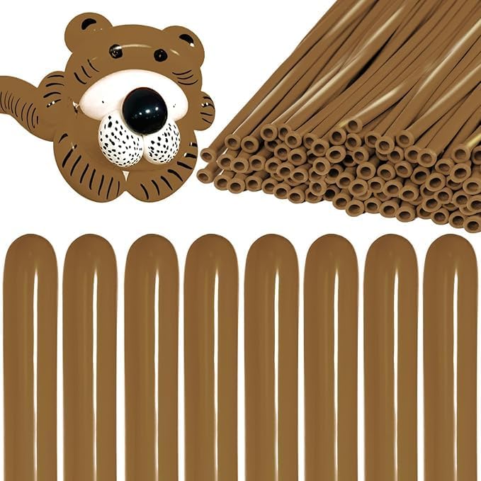 KAWKALSH 260 Coffee Brown Long Balloons for Balloon Garland Thickening Skinny Latex Twisting Animals Modeling Christmas Birthday Wedding Party Festival Decorations 100pcs