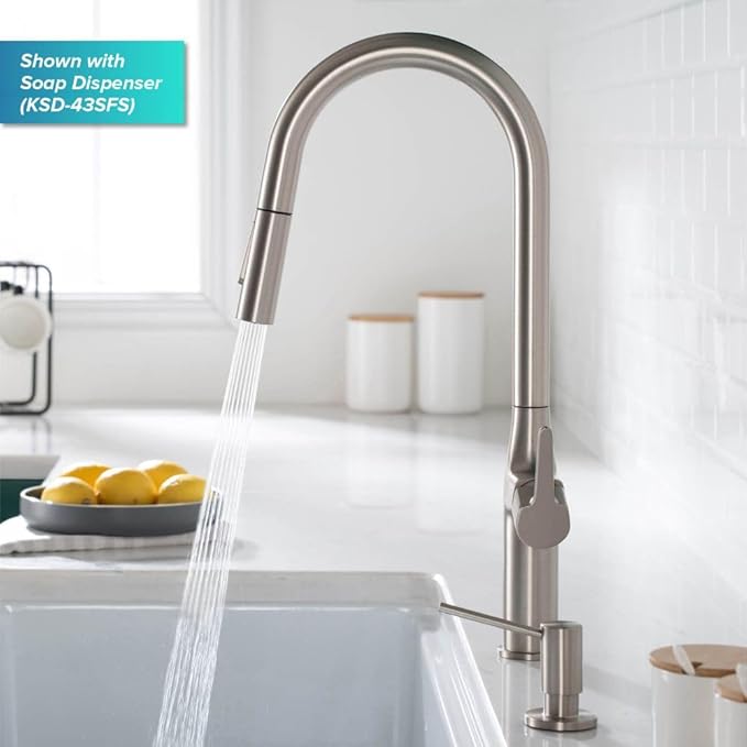 KRAUS Oletto Tall Modern Pull-Down Single Handle Kitchen Faucet in Matte Black, KPF-3101MB