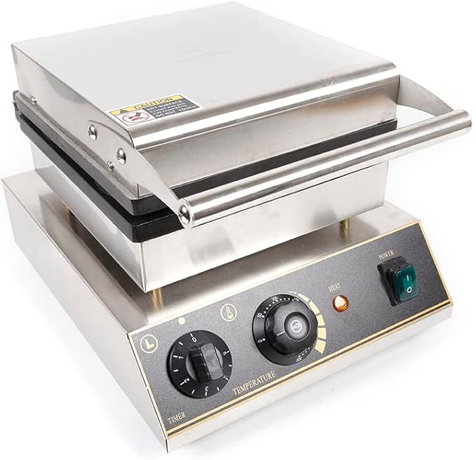 Commercial Nonstick Electric Waffle Maker, 1750W 110V Stainless Steel Commercial Waffle Iron Machine Round Nonstick Waffle Maker Electric Indoor Bread Maker for Restaurant Bakeries