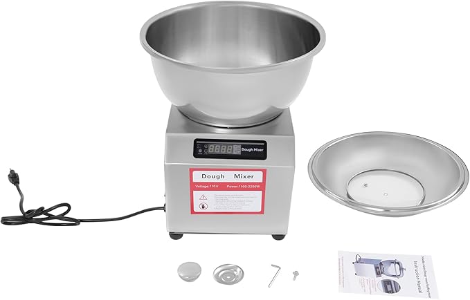 Bepritm Electric Dough Mixer, 1500W Commercial Pizza Dough Maker Machine with Bidirectional Rotation & Timer, 8KG/17.6LBS Dough Kneading Machine for Bakery, Pizza, Bread Dough, Home Use