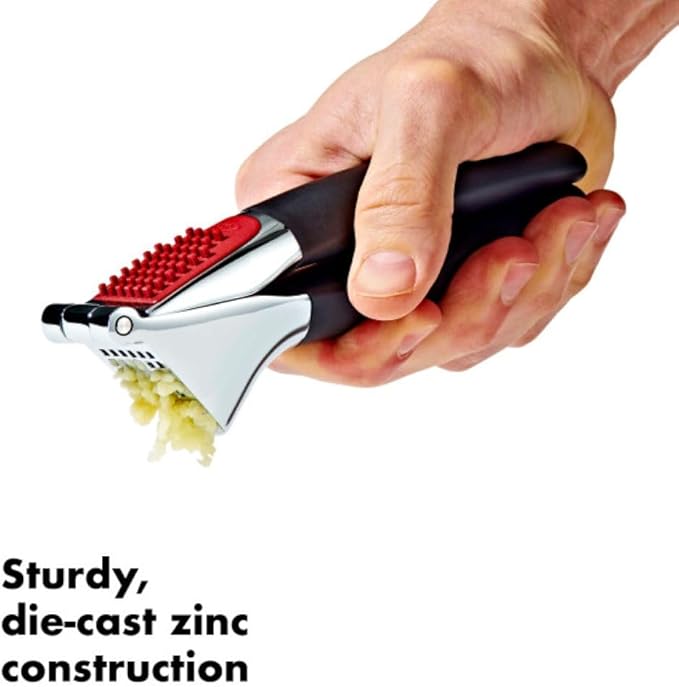 OXO Good Grips Heavy Duty Garlic Press, Die-Cast Zinc, Black