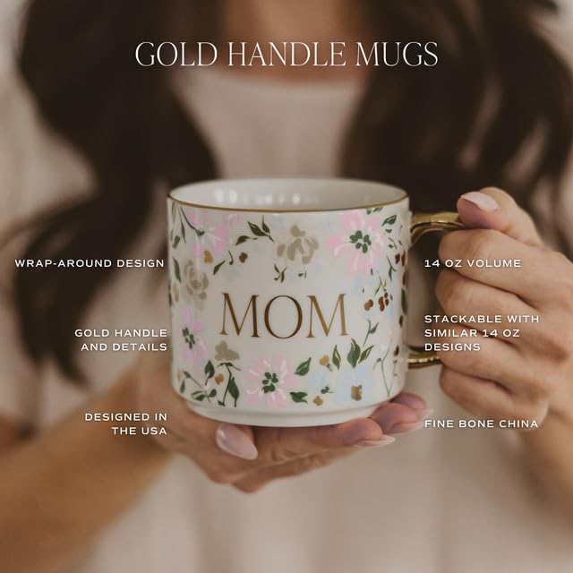 Sweet Water Decor Heart XOXO Coffee Mug with Gold Handle, 14oz Fine Bone China Tea Cup for Hot & Cold Drinks, Gift Idea for Friend, Sister, Wife & Valentines Day
