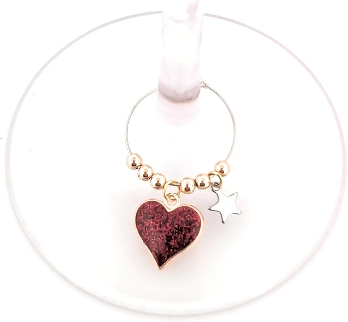 Pixie Easter Wine Charms, Gifts, Wine Charms for All Holidays and Occasions, Heart Glass Tag Identifies, Party Supplies and Party Favors - 6 piece set