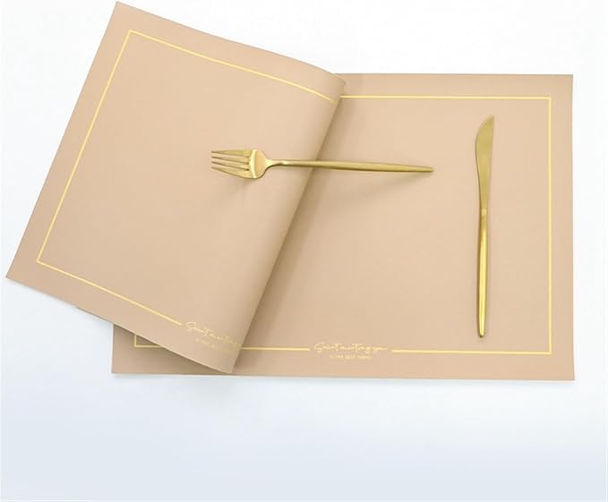 Kitchen Accessories PU Table Mats Waterproof Set of 1/4/6/10 Non-Slip Heat Easy to Clean Modern Placemat(G Almond Beige,45x30cm 6pcs)