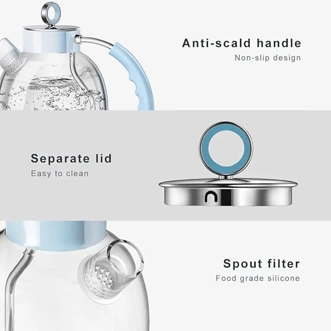 ASCOT Electric Kettle, Glass Electric Tea Kettle Gifts for Men/Women/Family 1.6L 1500W Borosilicate Glass Tea Heater, with Auto Shut-Off and Boil-Dry