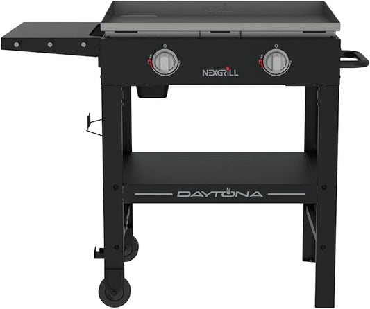 Nexgrill Daytona 2-Burner Propane Flat Top Grill – Portable Outdoor Griddle Gas Grill for Camping, Tailgating & Backyard Cooking – 34000 BTUs, 530 SQ. In. Grill for Burgers, BBQ & More - 720-1150