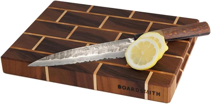 The Boardsmith Brick Pattern Sidekick End Grain Cutting Board – Walnut Bricks and Hard Maple Mortar Wood Cutting Board for Kitchen - Kitchen Cutting Board - Wooden Cutting Board