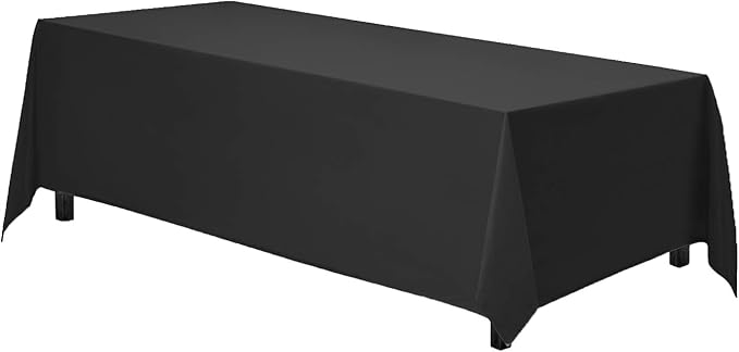 Gee Di Moda Rectangle Tablecloth - 90 x 156 Inch Black Table Cloth for 8 Foot Tables with Floor-Length Drop - Heavy Duty Washable Fabric for Holiday Party, Dinner, Weddings & Baby Shower