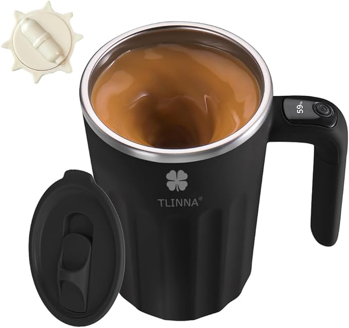 Drink Stirrer,Self Stirring Mug,Self Stirring Coffee Mug,Suitable for Coffee, Milk, Cocoa and Other Beverages (Black)
