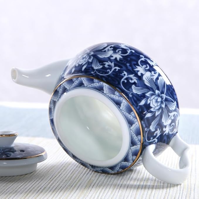 Luxshiny Vintage Porcelain Teapot 6.7Oz Ceramic Tea Kettle with Built-in Filter Blue and White Chinese Style Tea Pot for Home and Office Brewing Red Pu Er