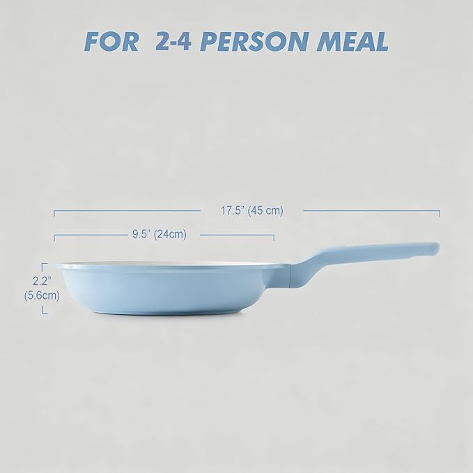 SENSARTE Nonstick Ceramic Frying Pan 9.5-Inch, Healthy Non Toxic Skillet, Induction Compatible Omelet Pan with Heat Resistant Handle, PFAS-Free, Blue