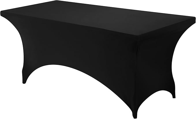 Utopia Kitchen Spandex Tablecloth 1 Pack [4FT, Black] Tight, Fitted, Washable and Wrinkle Resistant Stretch Rectangular Patio Table Cover for Event, Wedding, Banquet & Parties [72Lx30Wx30H Inch]