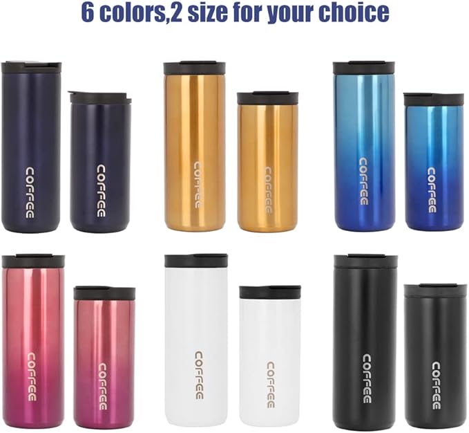 350ml/500ml Double Stainless Steel 304 Coffee Mug Leak-Proof Mug Travel Portable Thermal Cup Insulation Water Bottle(Gold 350ml)