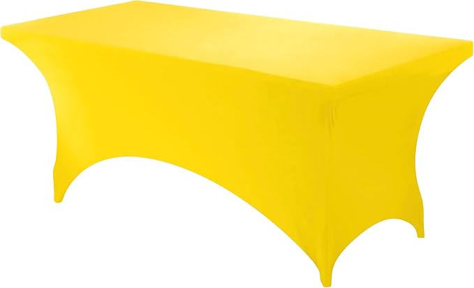 Utopia Kitchen Spandex Tablecloth 1 Pack [6FT, Yellow] Tight, Fitted, Washable and Wrinkle Resistant Stretch Rectangular Patio Table Cover for Event, Wedding, Banquet & Parties [72Lx30Wx30H Inch]