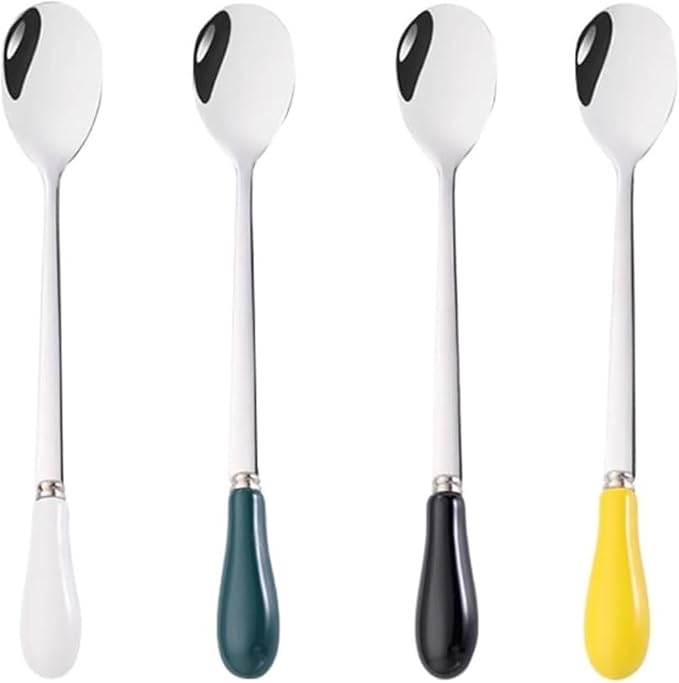 Soup Spoons,Spoons, Spoons Ceramic Handle Stainless Steel Spoon Restaurant Bar Creative Ice Spoon Coffee Spoon Dessert Spoon