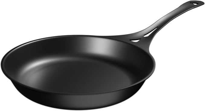 SOLIDTEKNICS AUS-ION Lightning Long Handle Skillet Set - 10-Inch Seasoned Iron Frying Pan with Lil Flippa Stainless Spatula & Mini Scraper - Stovetop, Oven Ready & Campfire Cooking