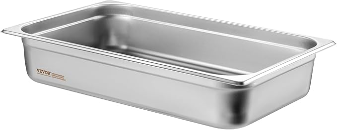 VEVOR 6 Pack Stainless Steel Hotel Pans,Full Size 4 Inch Deep 0.8mm Thick Anti-Jam Commercial Food Pans for Steam Tables, Restaurants, Catering & Industrial Use
