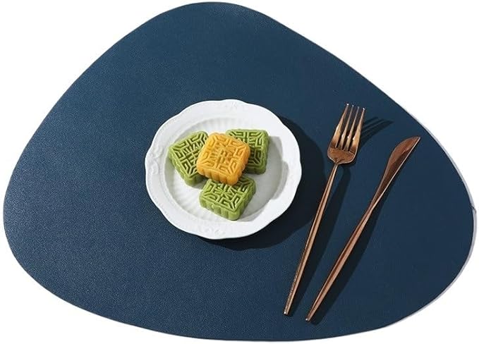 Leather Placemat Tableware Pad Oil Water Heat Insulation Non-Slip Tablemat Coaster for Kitchen Cup(Green)