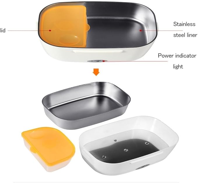 Food Warmer,Large Capacity Electric Lunch Box,1.5L Adult Hot Lunch Box,Electric Lunch Box With Fork And Spoon,Stainless Steel Liner,Removable Liner,Portable Lunch Warmer For Truck/Car/Office(Green)