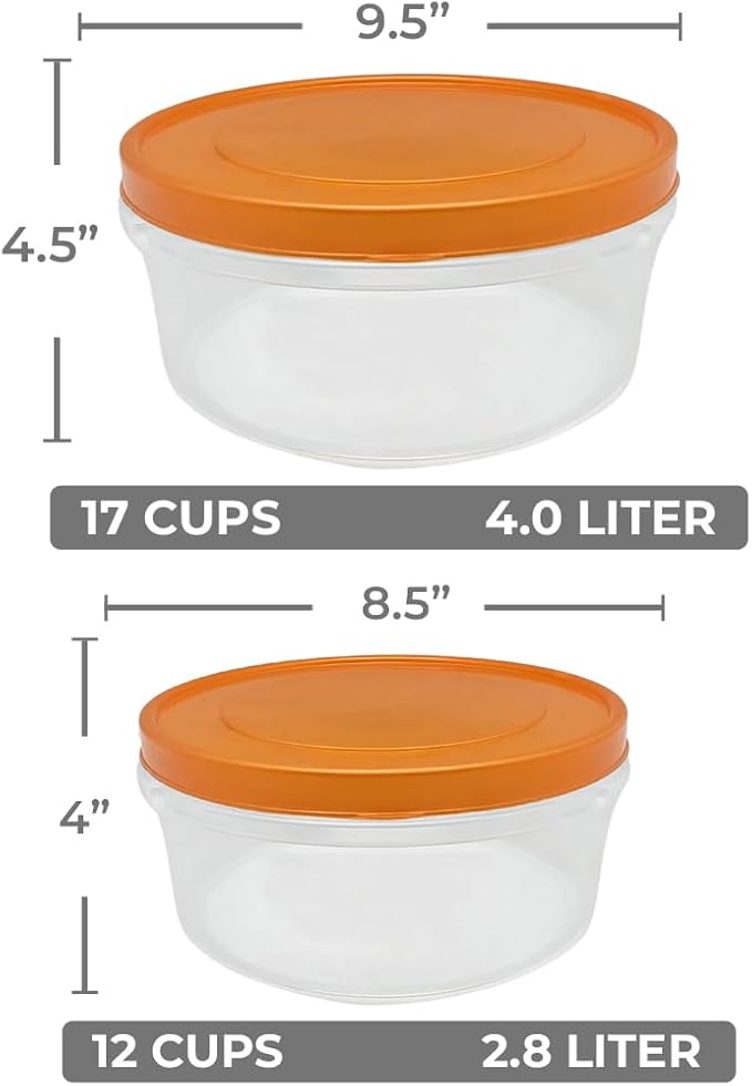 Large Food Storage Container 135 oz and 96 oz,Count 6 Plastic Food Storage Canisters Flour, Sugar, Baking Supplies Meal Prep BPA-Free (Golden)2.8L/4L