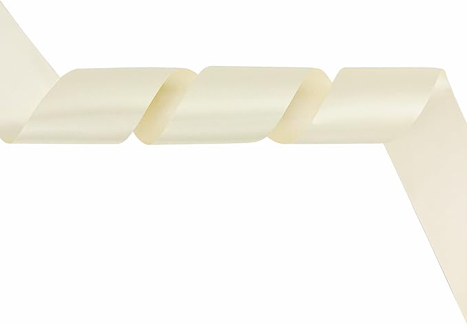 MEEDEE Ivory Satin 3 Inch Ribbon Lux Double Faced Satin Ribbon Wide by 10 Yards Cream Ribbons Ivory Ribbons for Christmas Tree Decoration, Weddings, Flower Bouquet, Bow Making