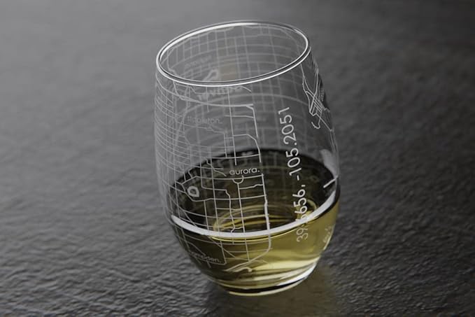 Well Told Engraved Denver Colorado Map Stemless Wine Glass, Etched Wine Glass (15 oz, Clear) City Map Wine Glass, Custom Wine Glass, Gifts for Wine Lovers