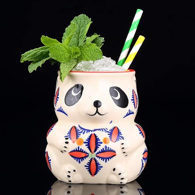 Cup Creative Panda Shape Wine Glass Hawaii Cocktail Glass Ceramic Cup Cute Beverage Drinking Whiskey Glass Bar Accessories