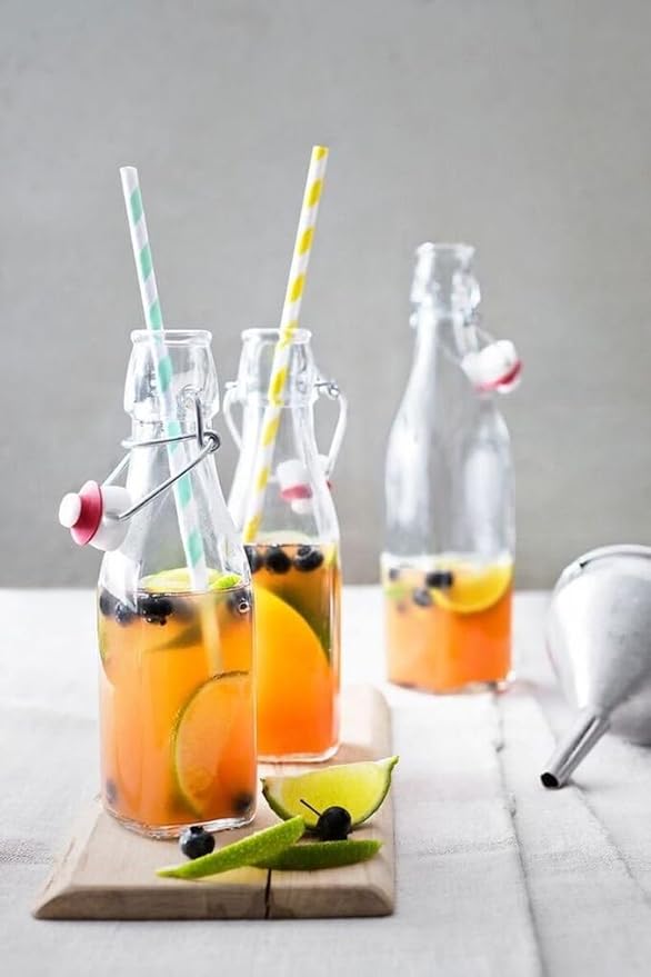 Bormioli Rocco Swing Bottle - 8.5 oz, Recyclable Glass with Airtight Seal - BPA-Free & Dishwasher Safe - Ideal for Infused Drinks, Juices, Oils - Leakproof, Odor Proof, Stain Proof Food Storage