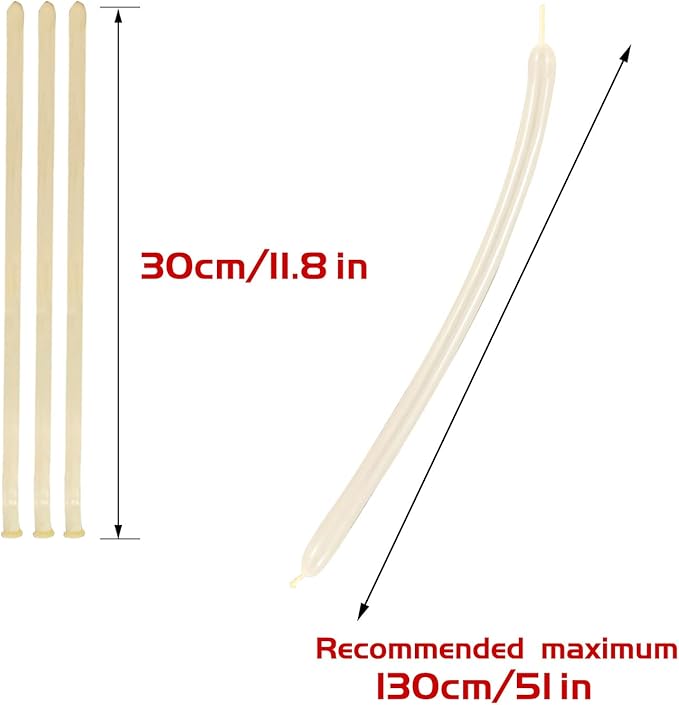 KAWKALSH 260 Clear Long Balloons for Animals, Thickening Skinny Latex Twisting for Arch Modeling Magic Clown Birthday Wedding Party Decorations 100pcs