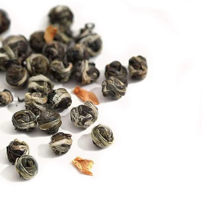 TIAN HU SHAN Jasmine Tea Jasmine Dragon Pearls Green Tea Loose Leaf 7.8oz (221g) Tin