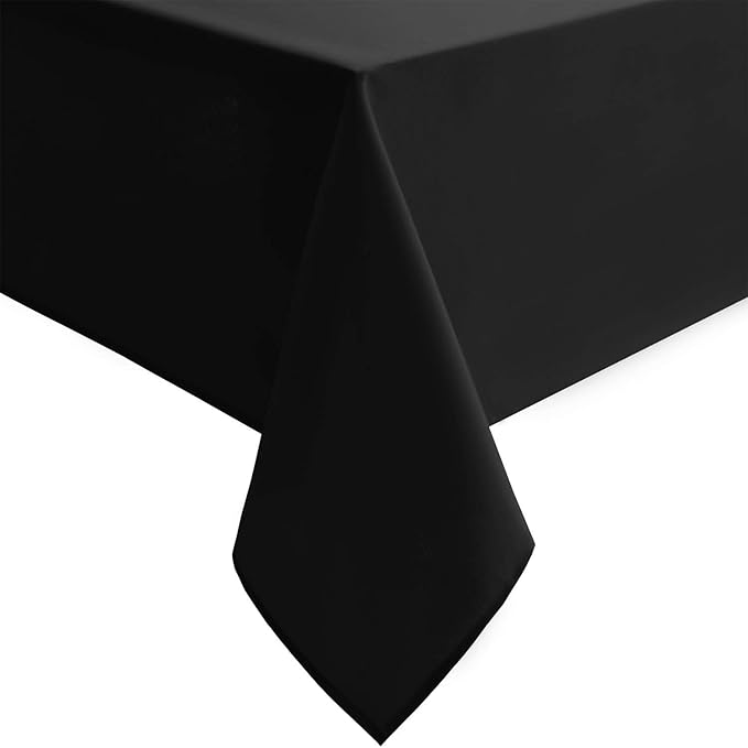 Hiasan Black Tablecloth for Rectangle Tables - Waterproof and Spillproof Washable Fabric Table Cloth for Dining Room Kitchen Party, 60 x 102 Inch